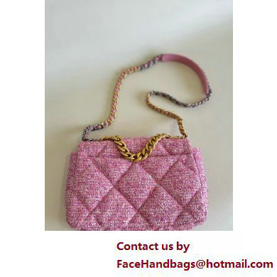 Chanel 19 handbag AS1160 in Cotton Tweed, Gold-tone, Silver-Tone  &  Ruthenium-Finish Metal Pink  &  Ecru 2025